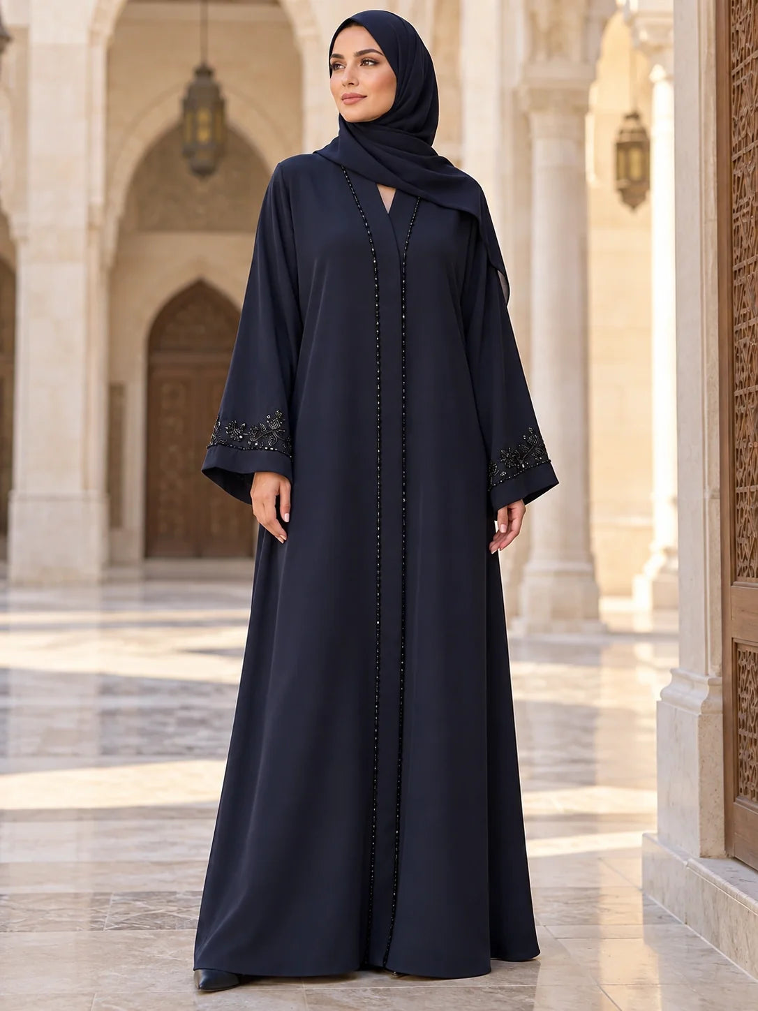 Alizeh Abaya in Navy