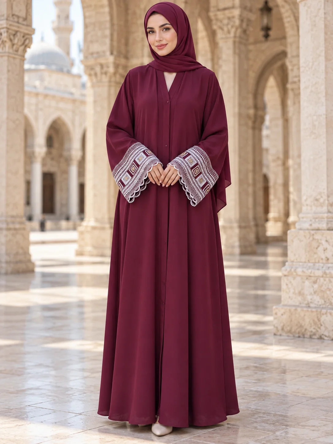 Hurmat Abaya in Burgundy