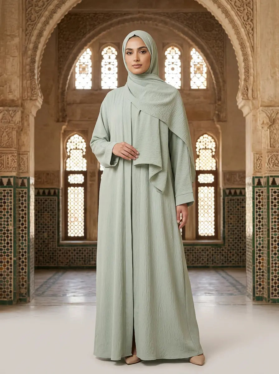 Mahnoor Abaya - Soft Sage Green
