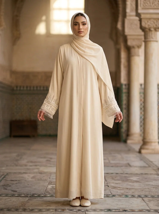 Zunairah Handwork Abaya - Ivory