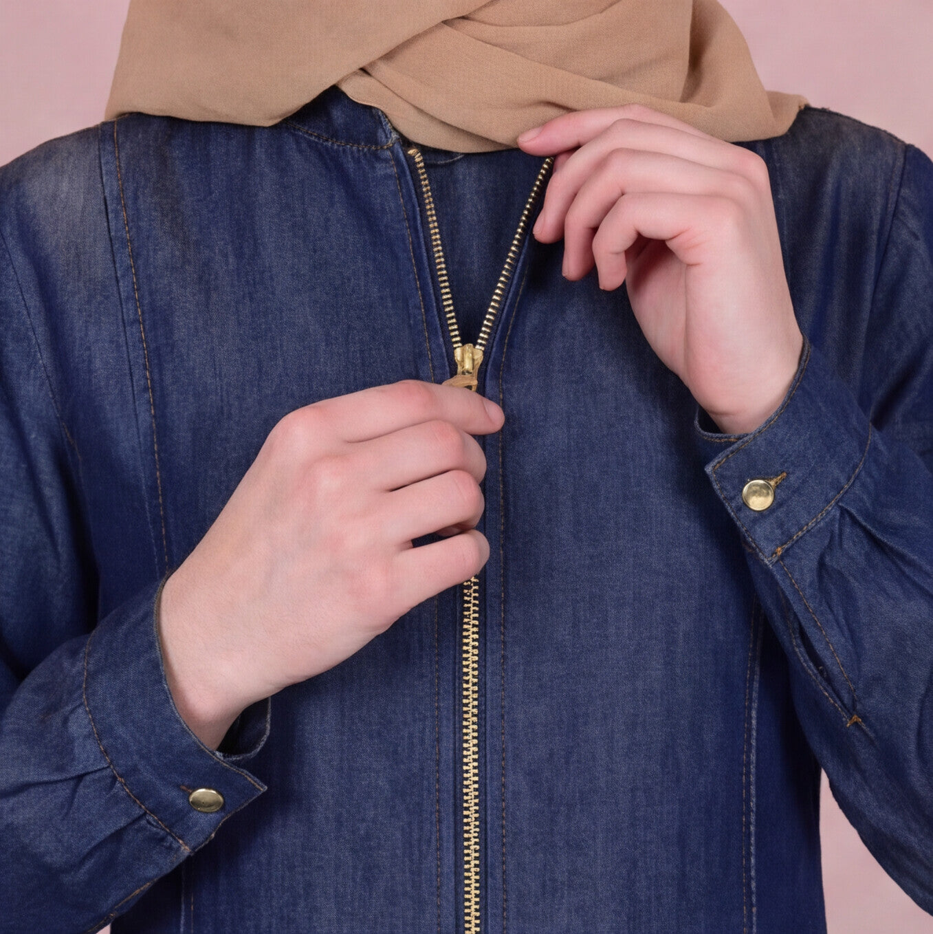 Front Full Zip Up Denim Abaya Front Zipper Abaya Jeans Abaya For Her