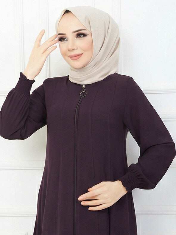 FashionSense Timeless Elegance Nida Black Zipper Abaya For Women