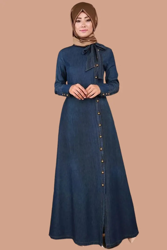 Blue Denim Abaya Stylish Denim Jeans Jilbab Abaya