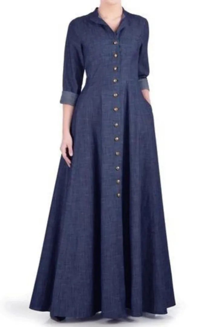 FashionSense Navy Blue Summer Maxi Style Jilbab Denim Abaya – Hurry Up Shop Now