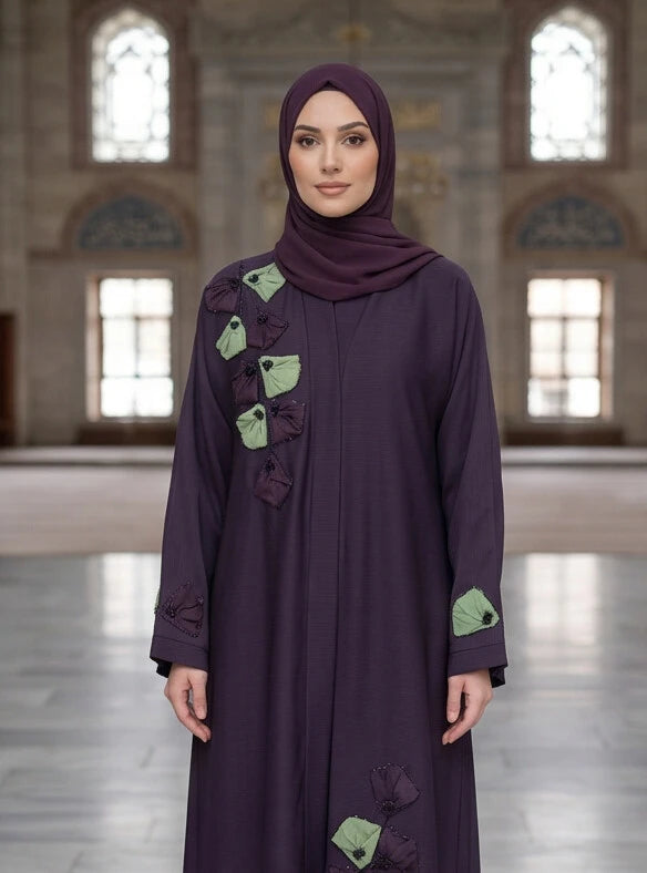 Afiya Abaya - model wearing full length abaya, side view