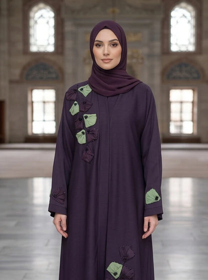 Afiya Abaya - model wearing full length abaya, side view