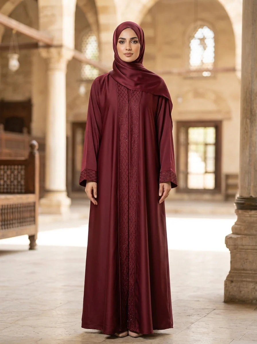 Amber Abaya - Maroon/Wine