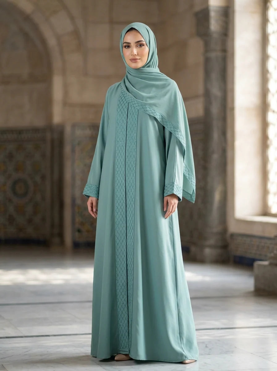 Amber Abaya - Sage/Teal