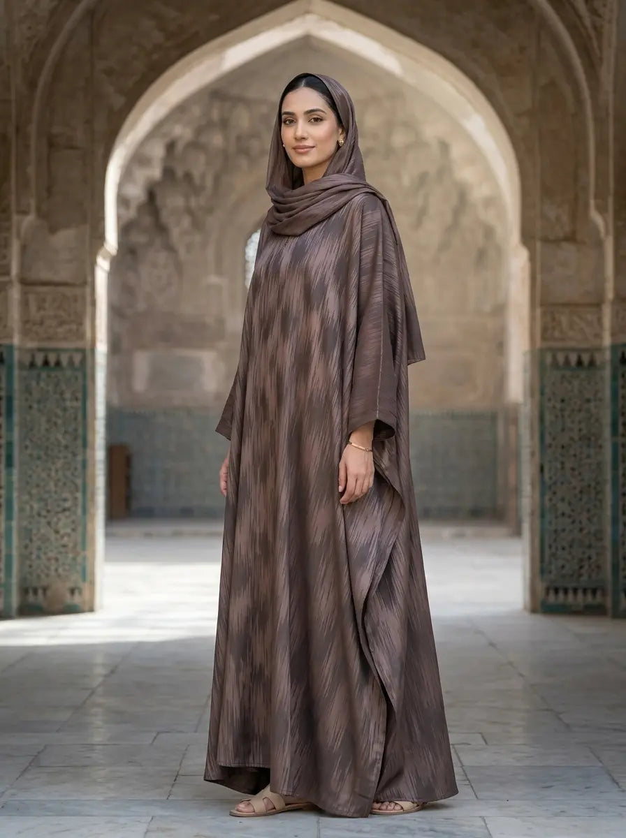 Amna Abaya - Muted Taupe-Brown