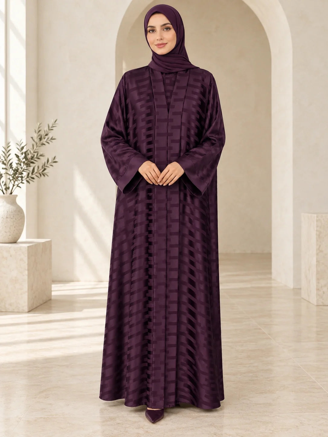 Anjum Abaya in Plum