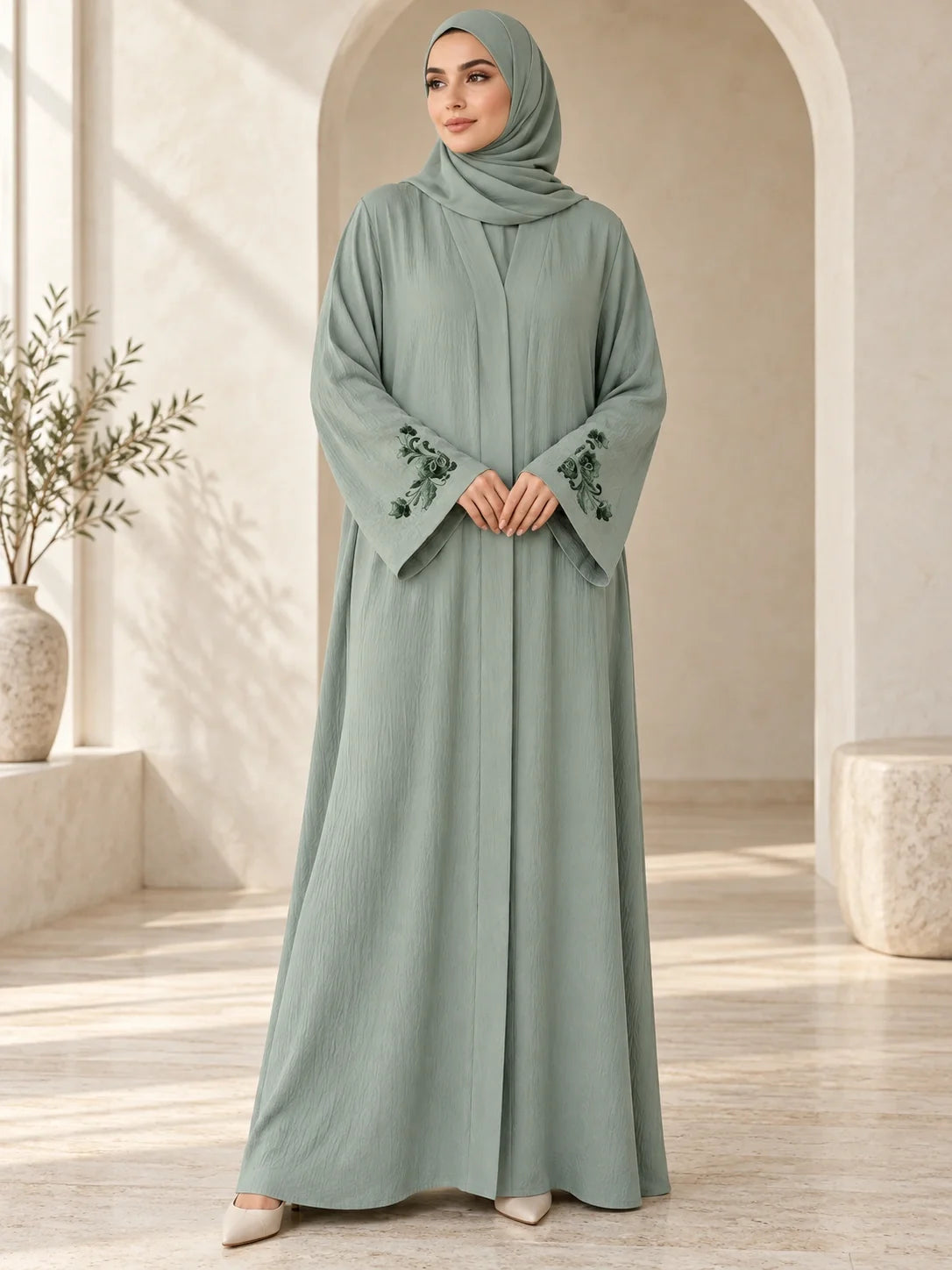 Fatiha Abaya in Sage Green