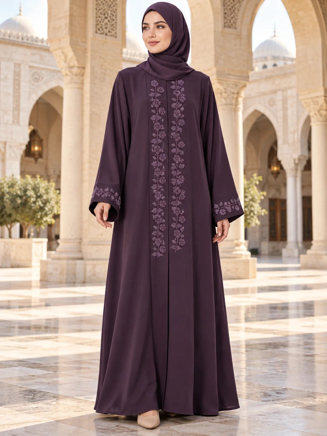 Gulafsha Abaya in Purple (alternate view)