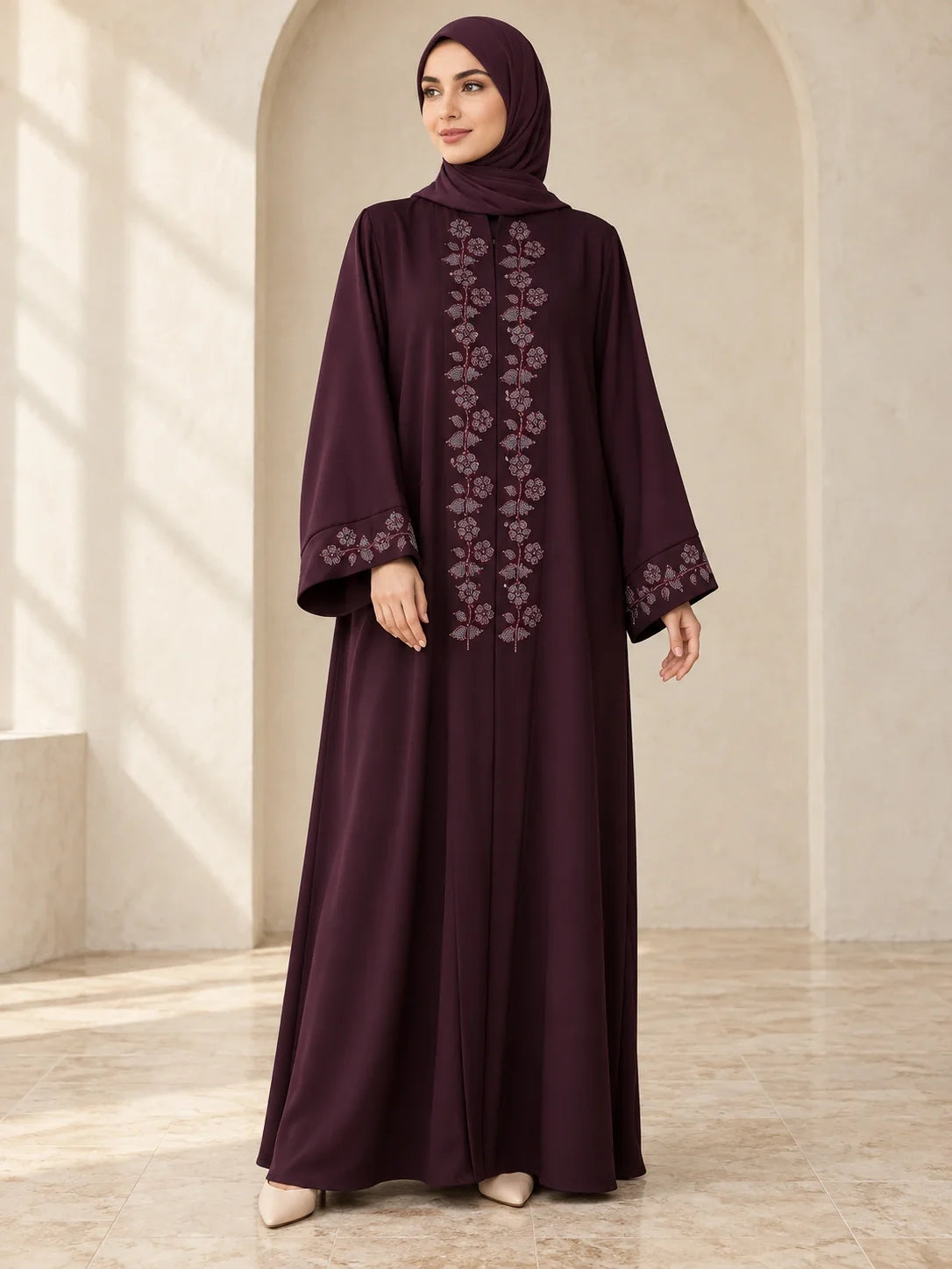 Gulafsha Abaya in Wine