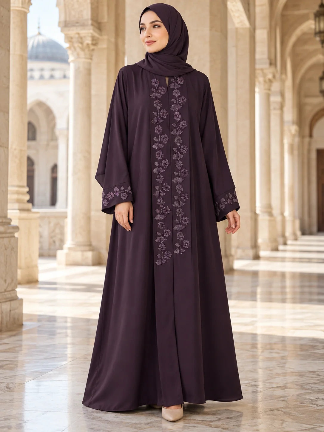 Gulafsha Abaya in Aubergine