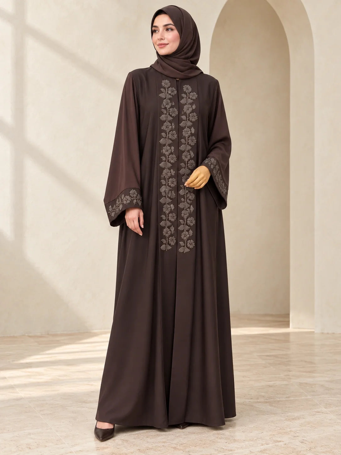 Gulafsha Abaya in Chocolate Brown