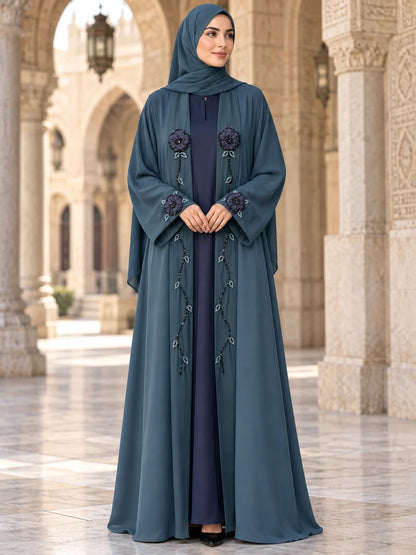 Gulbahar Abaya in Petrol Teal