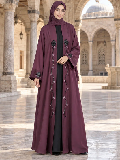 Gulbahar Abaya in Wine