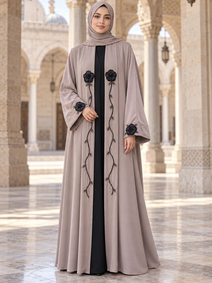 Gulbahar Abaya in Stone Taupe