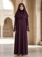 Hania Abaya - Deep Plum (dark eggplant purple)