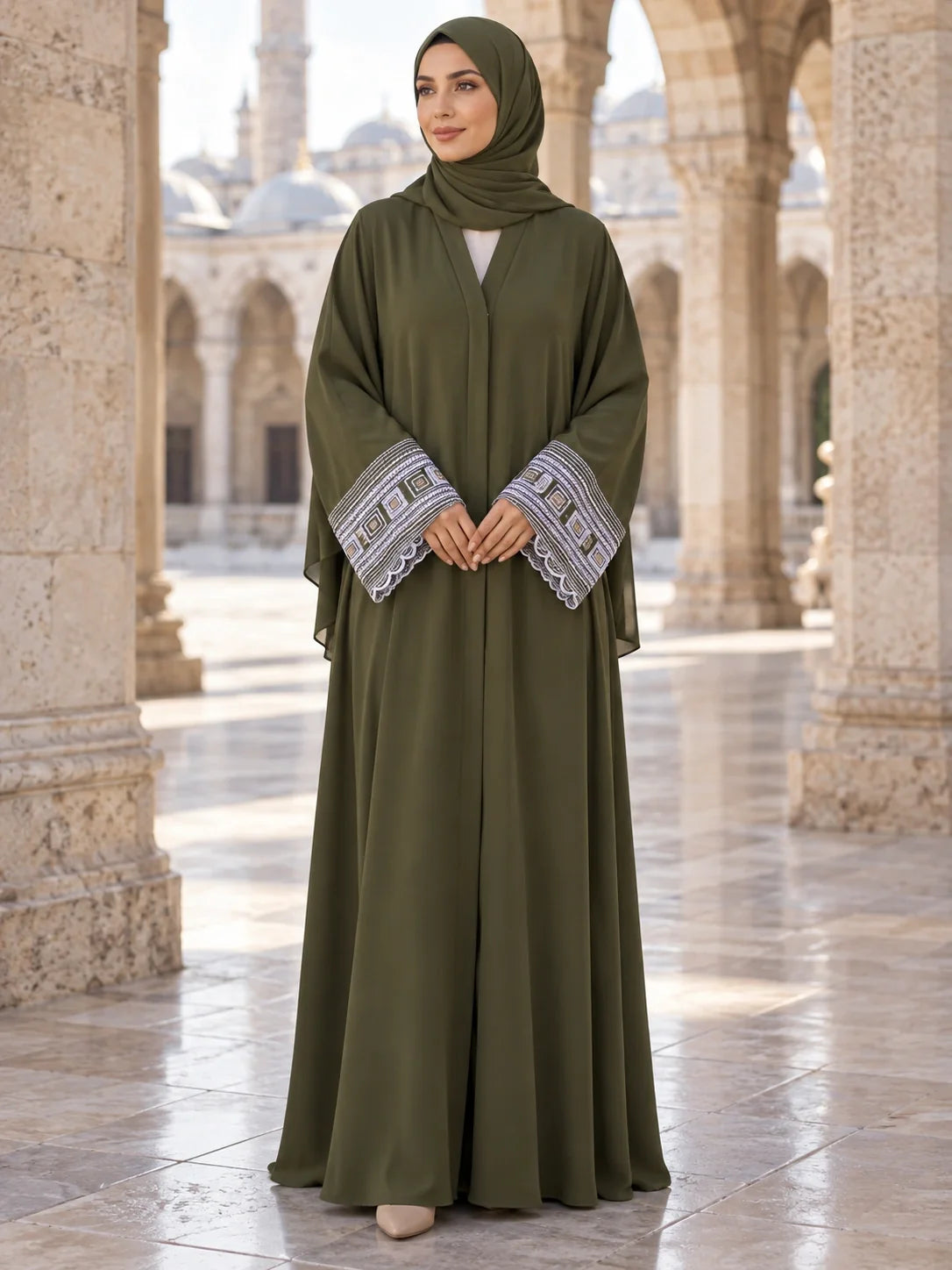 Hurmat Abaya in Olive Green