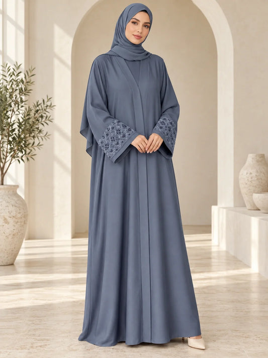 Ishrat Abaya in Slate Blue