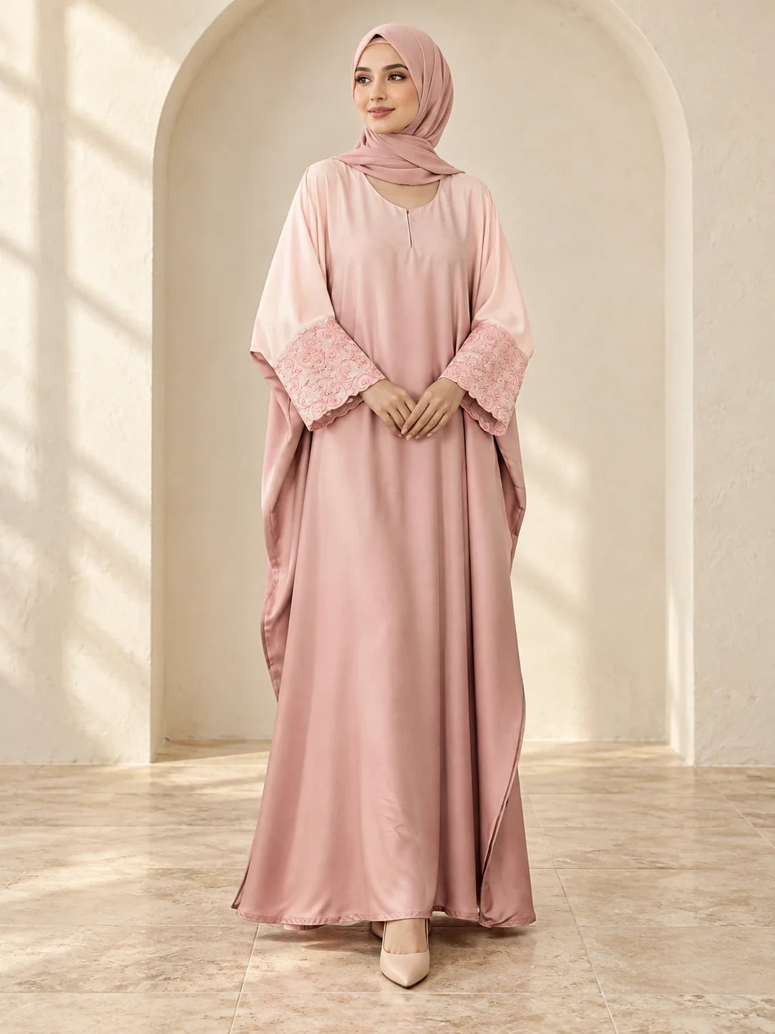 Jawahir Abaya in Blush Pink