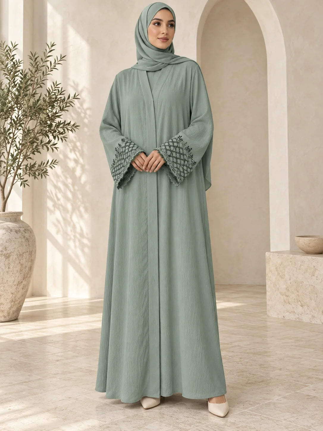 Jaweria Abaya in Sage Green