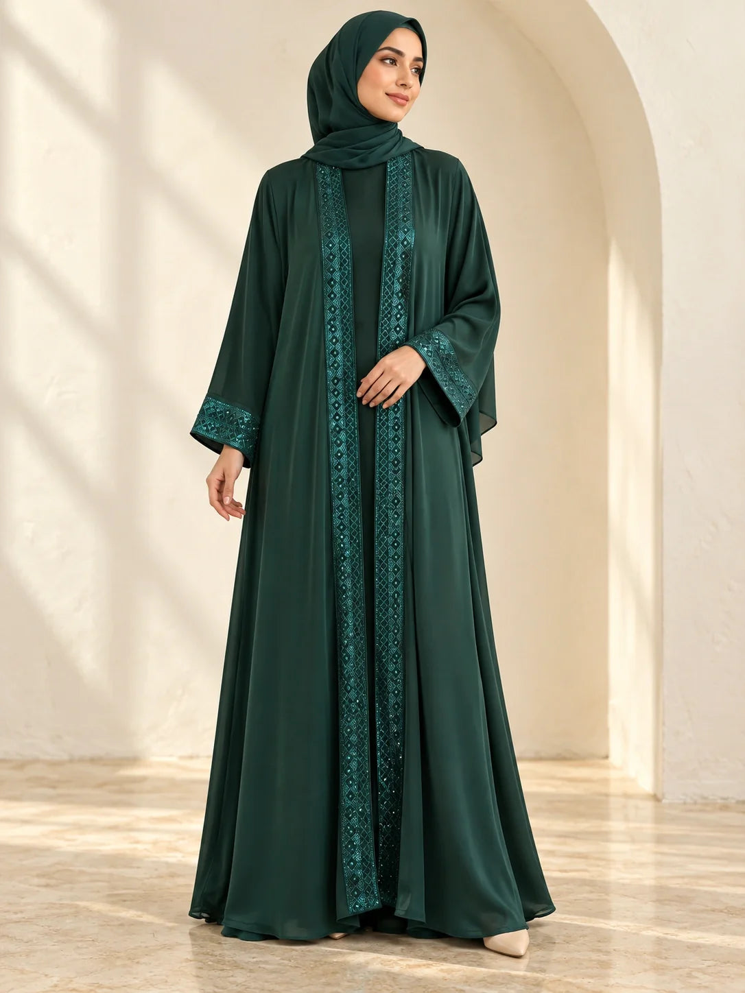 Lamisa Abaya in Emerald