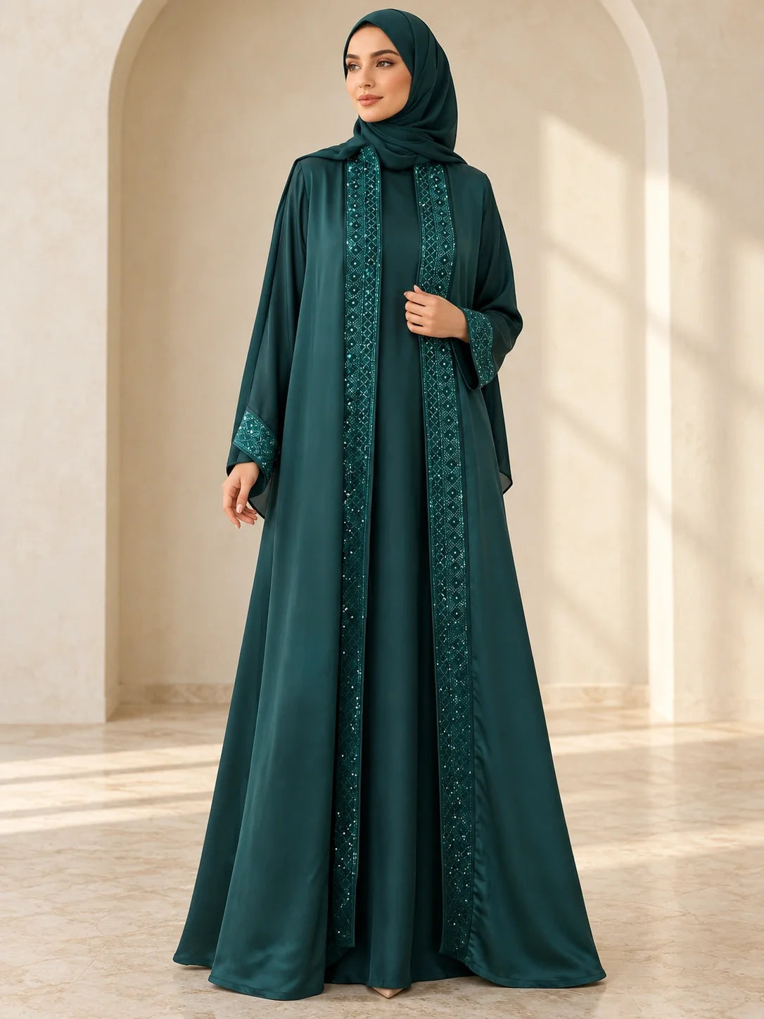 Lamisa Abaya in Teal