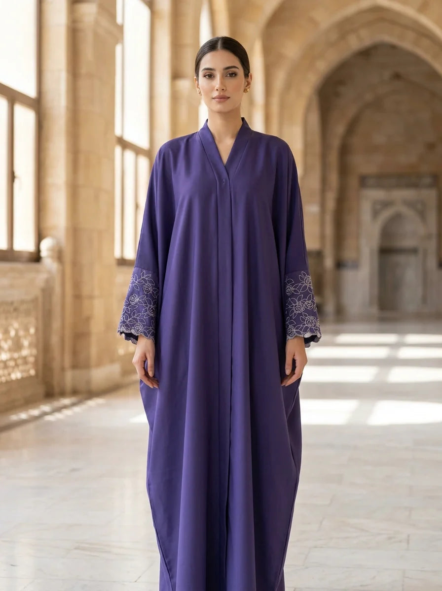 Laraib Embroidered Abaya - Rose Blush