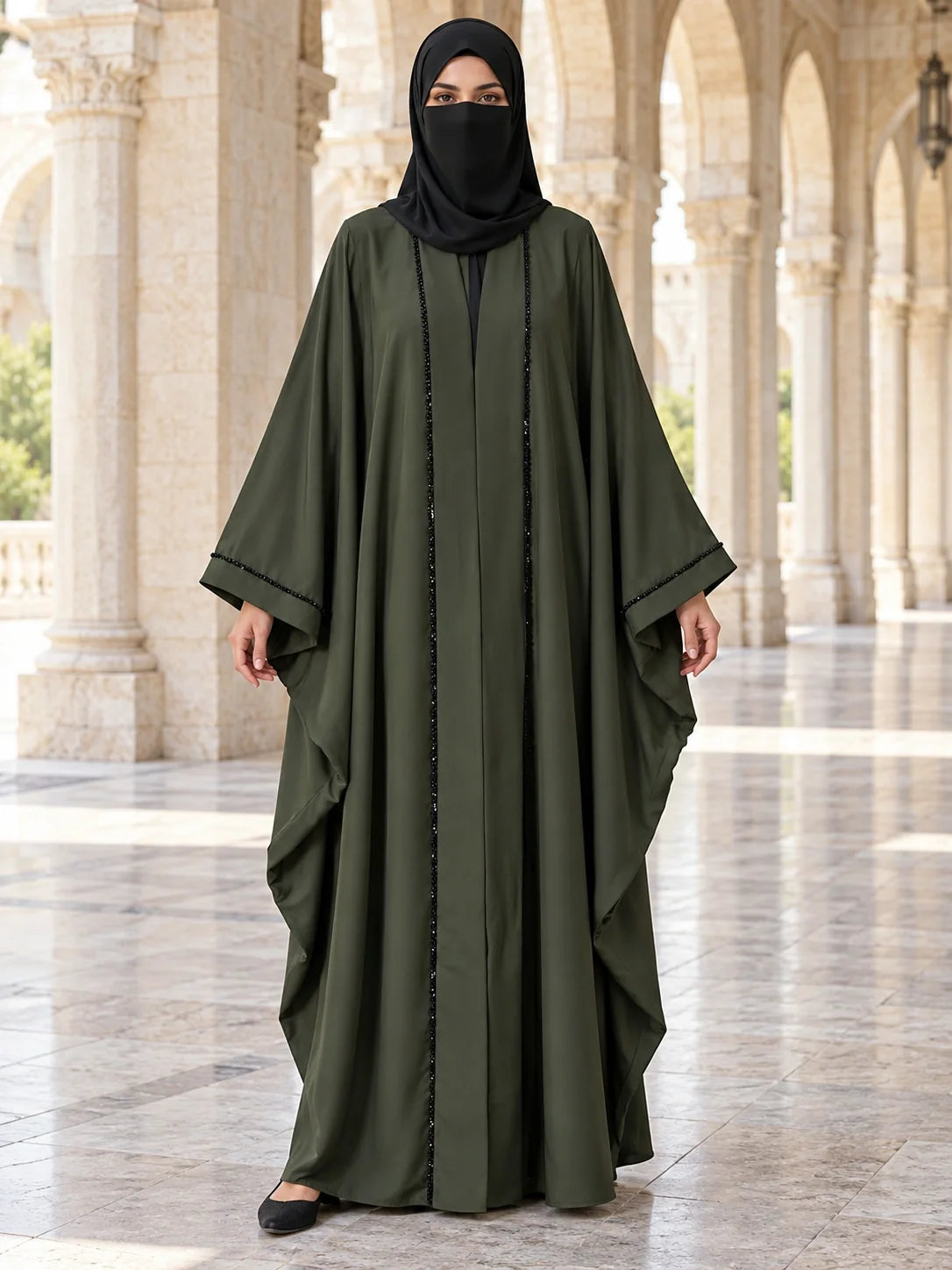 Mahlaqa Abaya in Olive Green