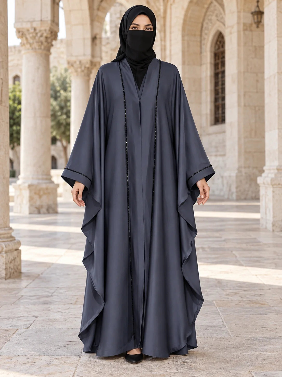 Mahlaqa Abaya in Slate Blue