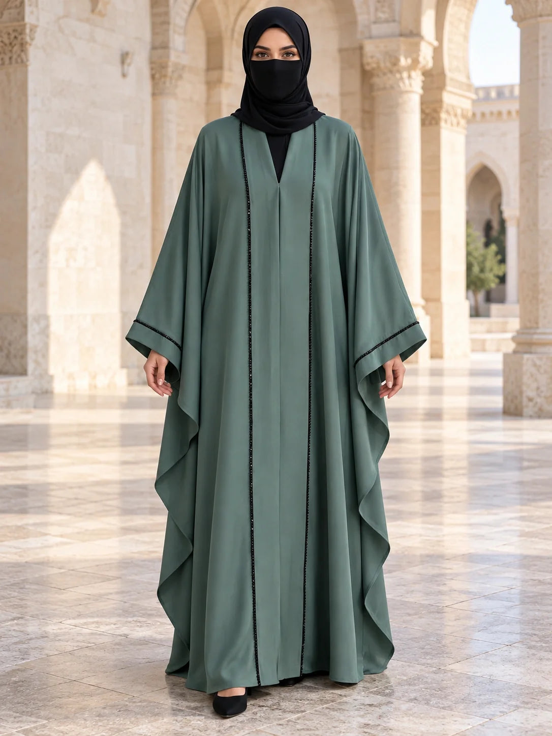 Mahlaqa Abaya in Sage Green