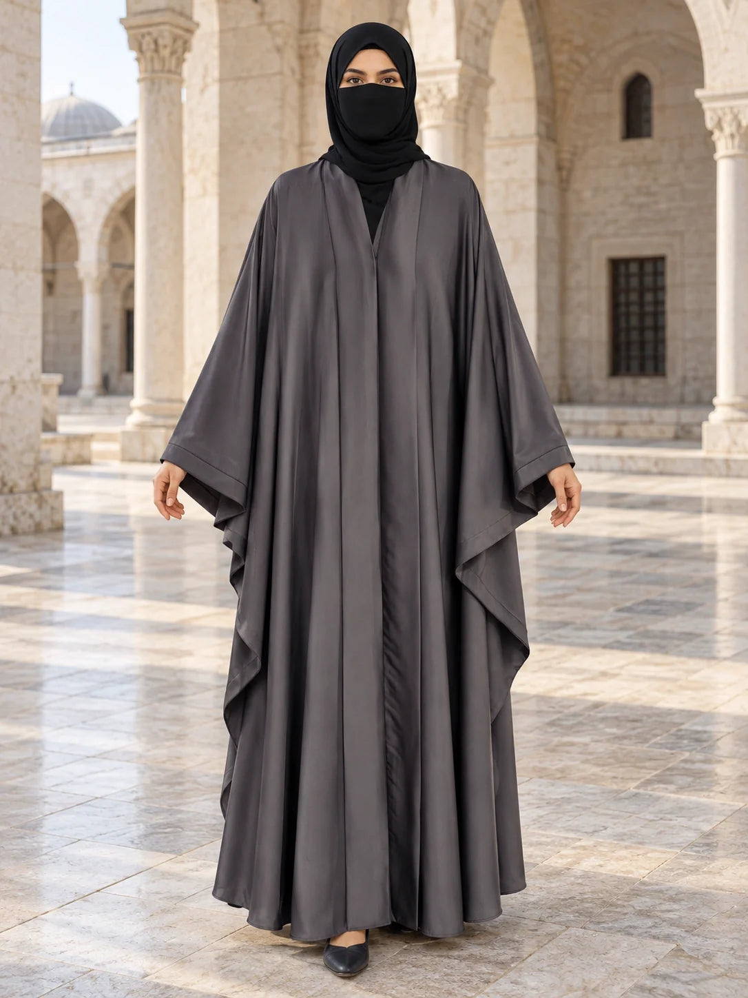 Mahlaqa Abaya in Charcoal Grey