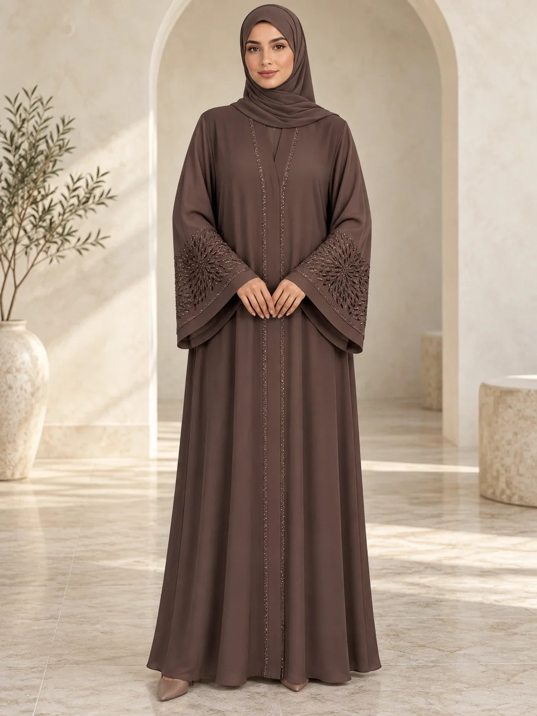 Mahnaz Abaya in Brown