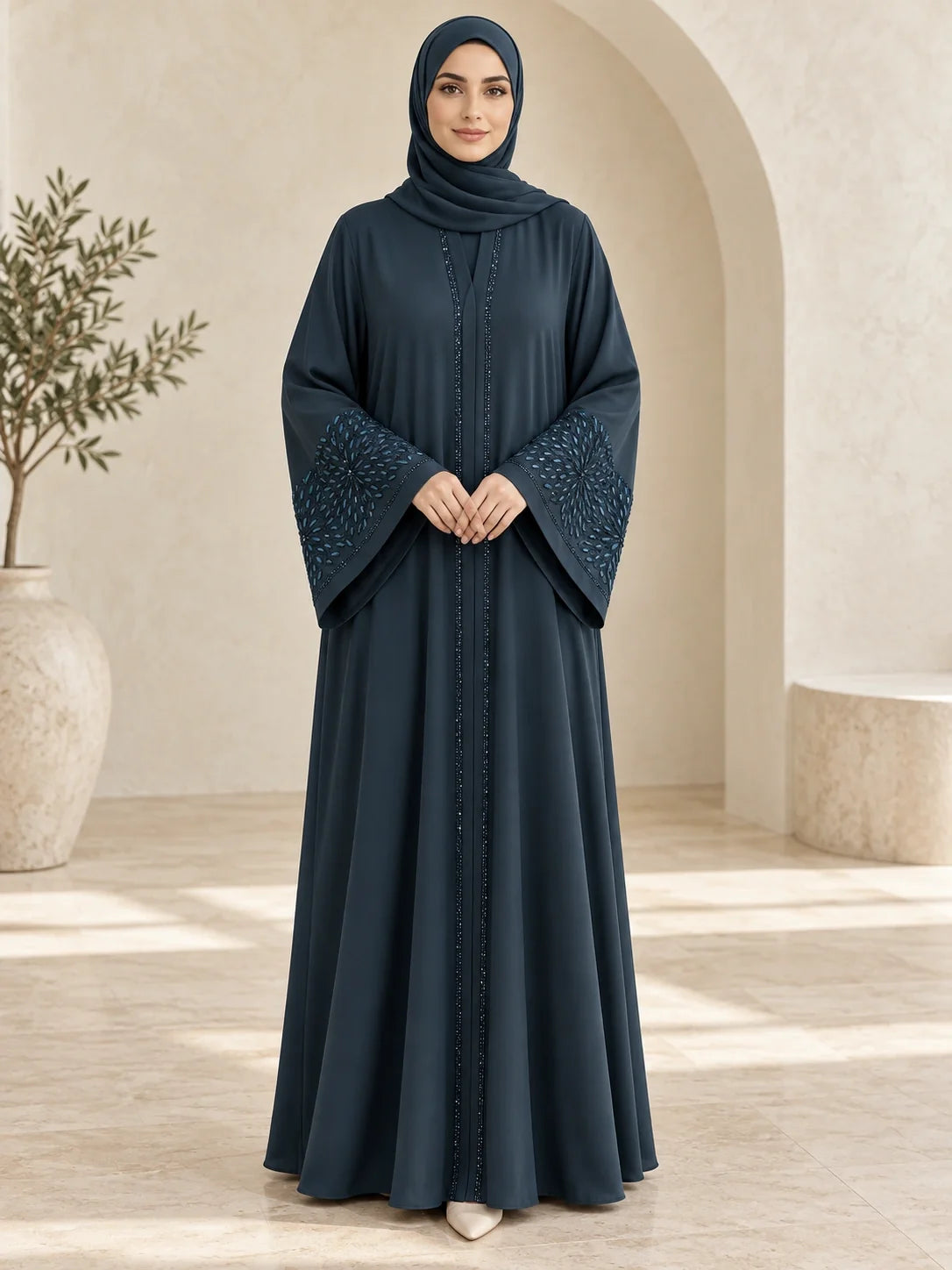 Mahnaz Abaya in Petrol