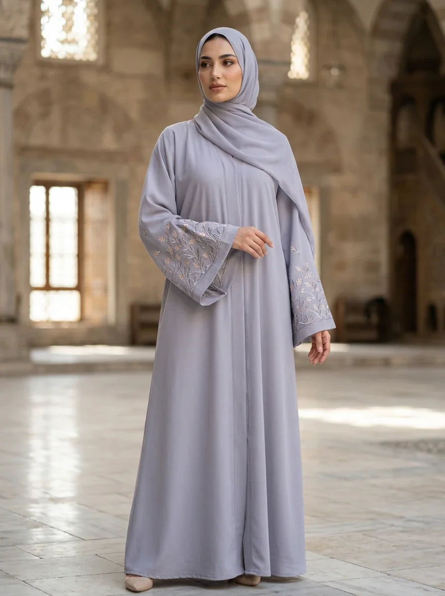 Marziya Abaya - Powder Blue-Gray