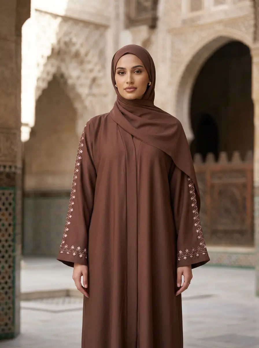 Meherbano Abaya - Warm Chocolate / Russet Brown