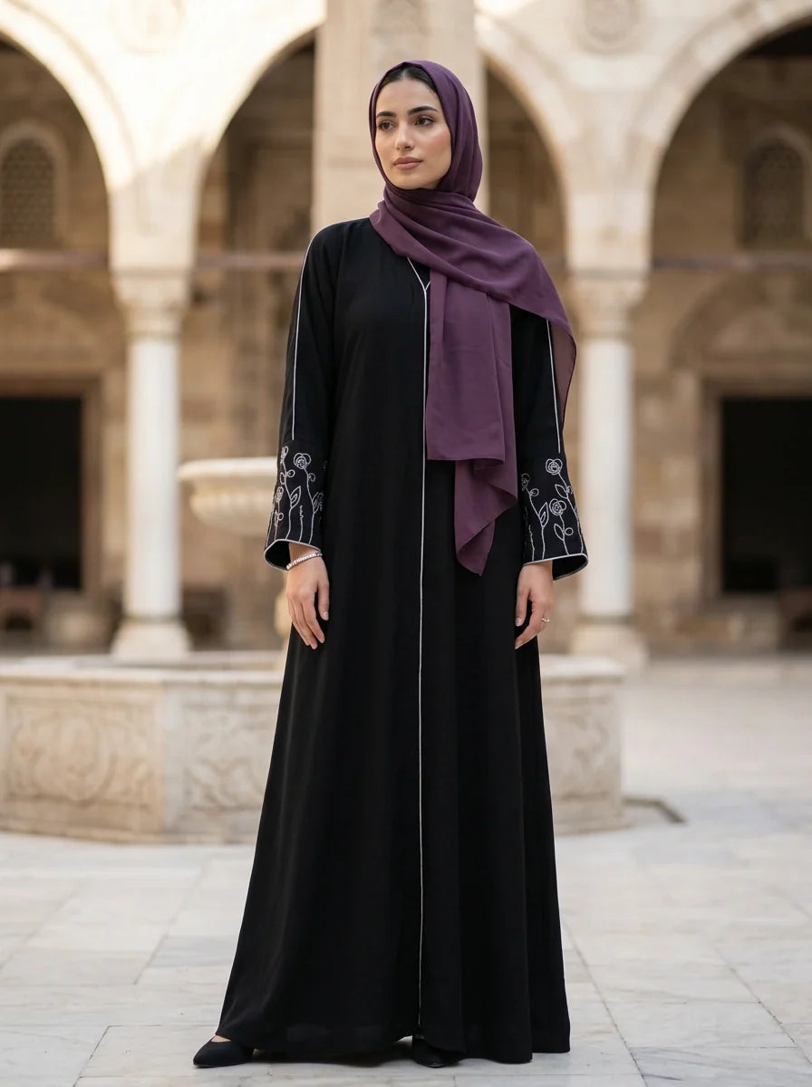 Mehwish Embroidered Abaya - Black