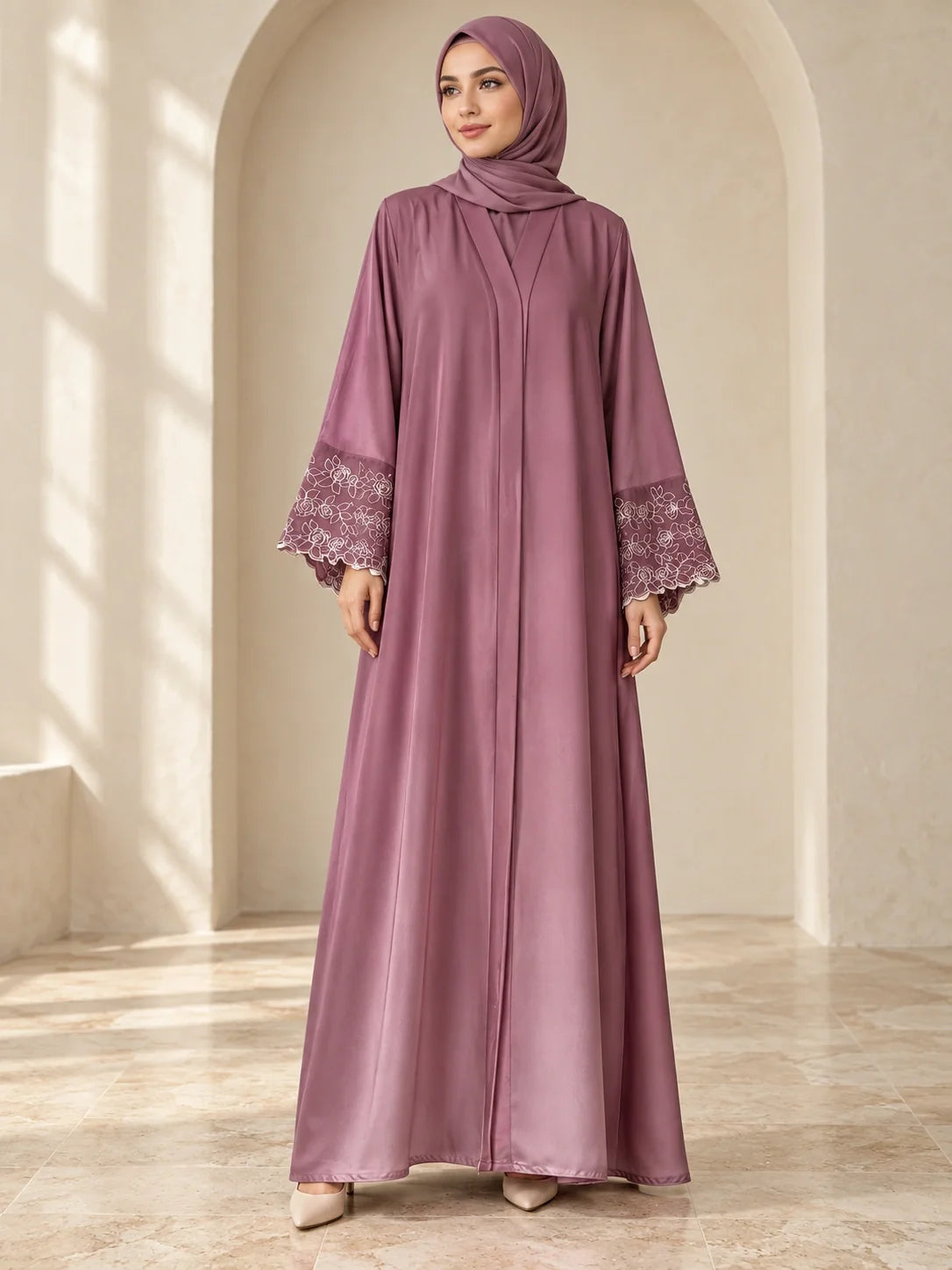 Jawahir Abaya in Dusty Pink