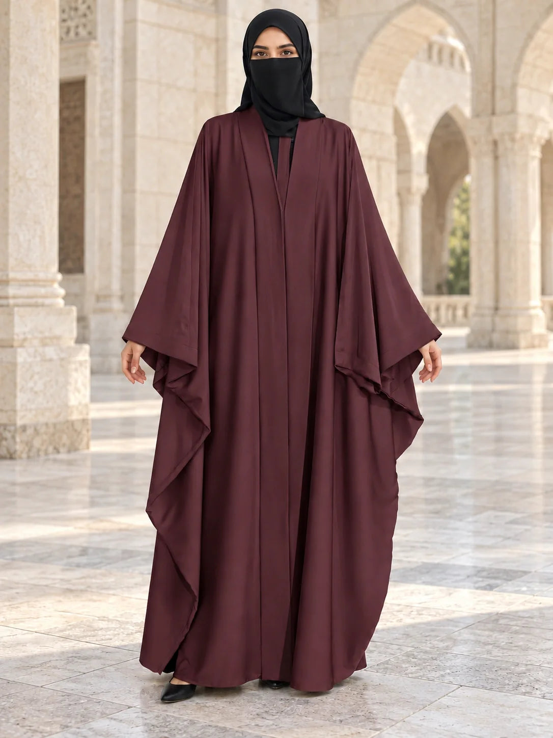 Naheed Abaya in Maroon