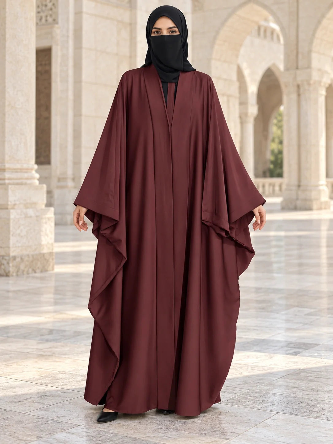 Naheed Abaya in Maroon (alternate view)