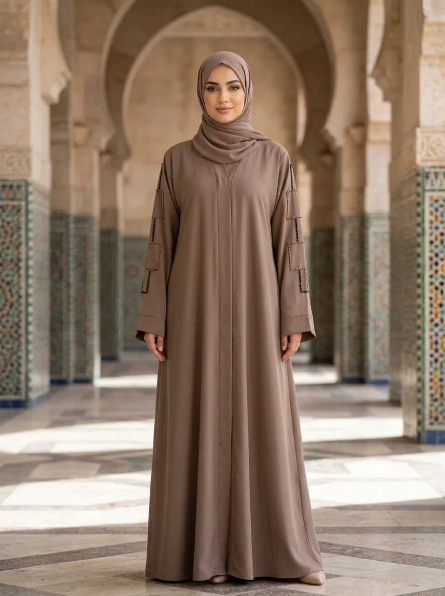 Nazneen Abaya - Burgundy / Maroon