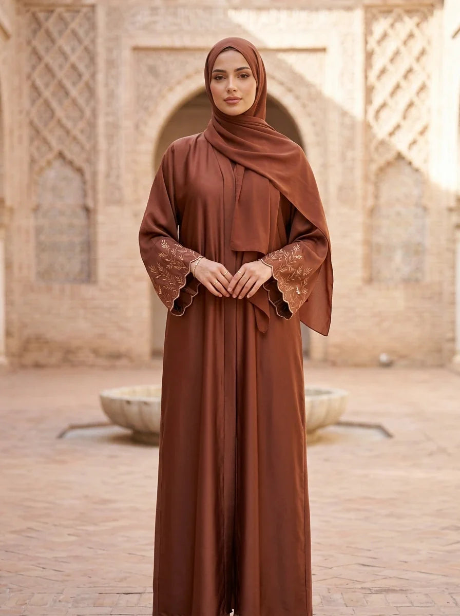 Noor Abaya - Chestnut Brown