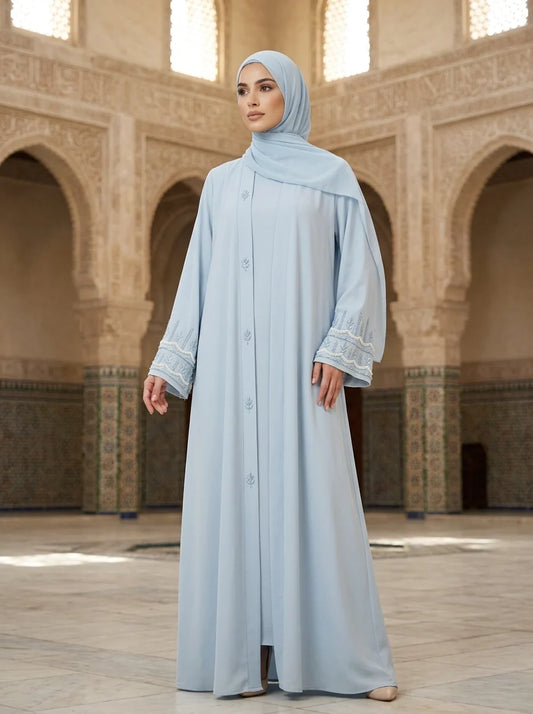Rimsha Handwork Abaya - Pale Powder Blue