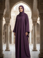 FashionSense Ruba Abaya in Mauve — open-front ribbed knit abaya with wide kimono sleeves