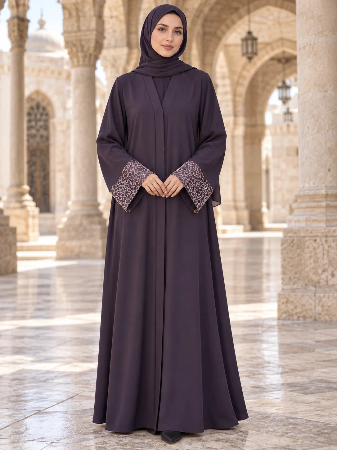 Rubab Abaya in Aubergine