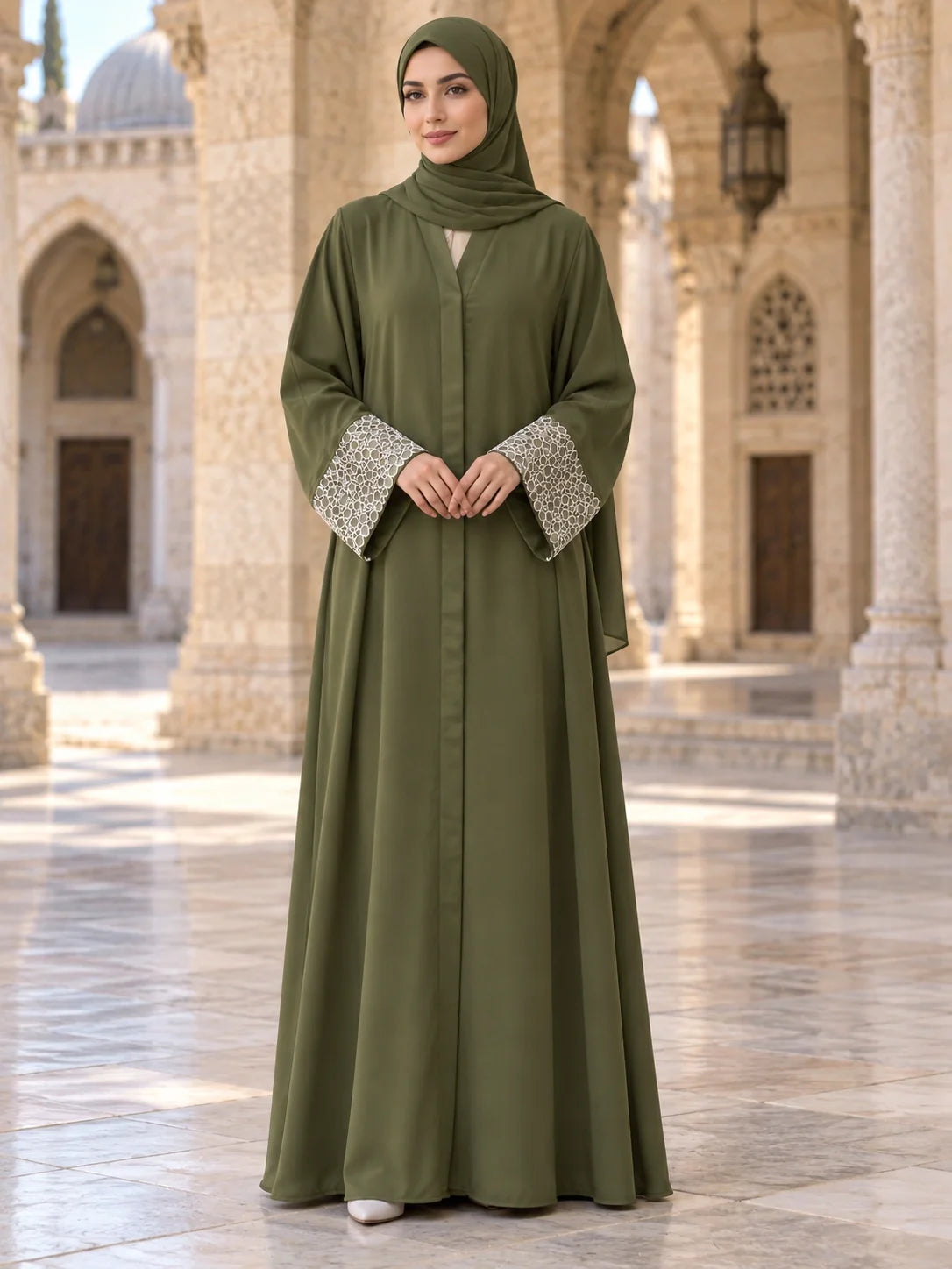 Rubab Abaya in Olive Green
