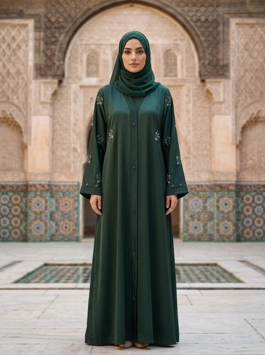Rushna Abaya - Dark Green