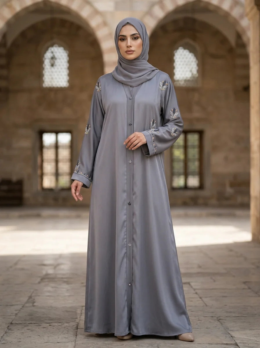 Rushna Abaya - Grey